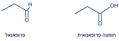 נוסחת מבנה מקוצרת פרופאנול וחומצה פרופאנואית