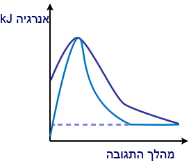 הגרף המתאר את שינויי האנרגיה החלים בשתי התגובות הנתונות